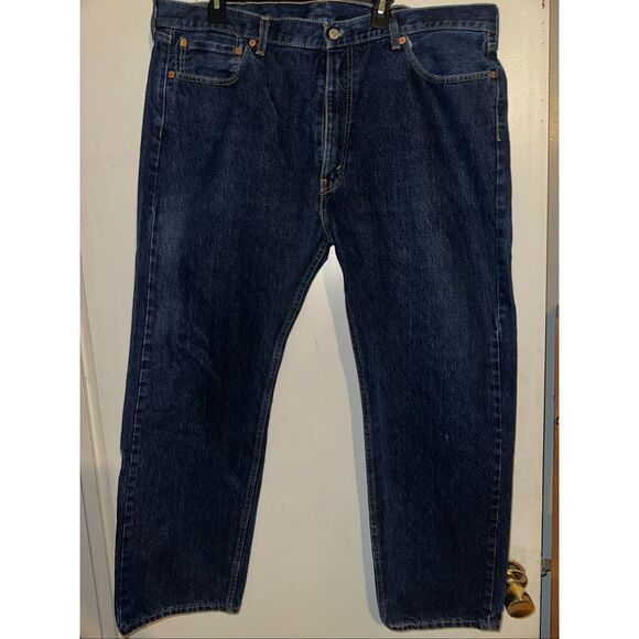 VINTAGE LEVIS 505 REGULAR FIT STRAIGHT LEG BLUE JEANS SIZE 42 x 30 RED TAB - Picture 1 of 7